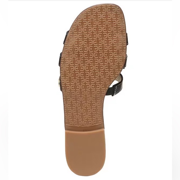 Sam Edelman Black Textured Leather Slip-On Sandals - Picture 12 of 16